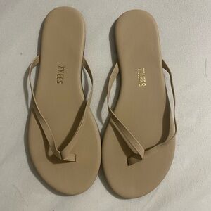 TKEES Tan Slim Strap Flip Flop Sandals